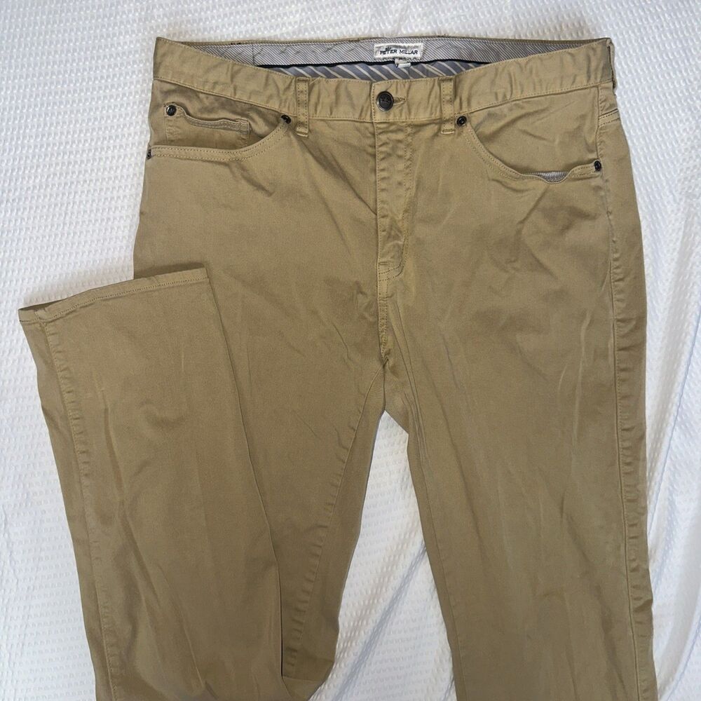 Peter Millar Ultimate Sateen Five Pocket Pants Mens 334x*32 khaki Cotton